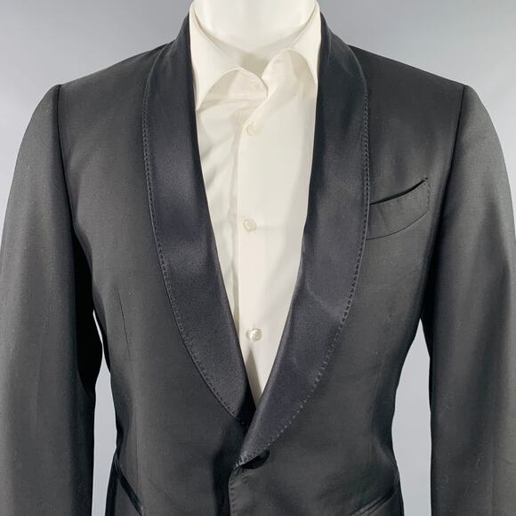BILLIONAIRE ITALIAN COUTURE Size 38 Black Cotton Silk Shawl Collar Sport Coat - Picture 2 of 9